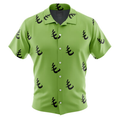 Green Pattern Saitama OPM Short Sleeve Hawaiian Shirt FRONT Mockup - One Punch Man UK Store
